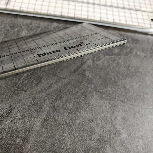 Leather Working Tools Nine Sea Square Ruler Gauge with Metal Cutting Edge - LeatherMob