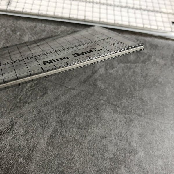 Leather Working Tools Nine Sea Square Ruler Gauge with Metal Cutting Edge - LeatherMob