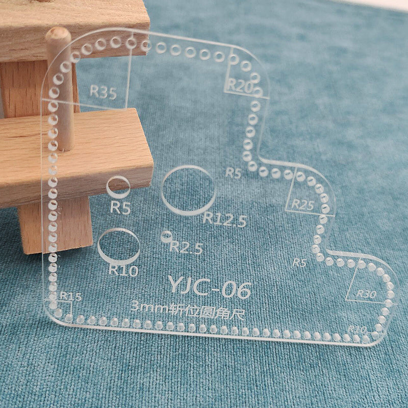 Acrylic Sewing Rulers Curved Corner Cutter Ruler Non-Slip Round