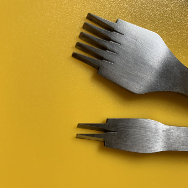 Leather Working Tools Oblique Flat Prong Pricking Iron - LeatherMob