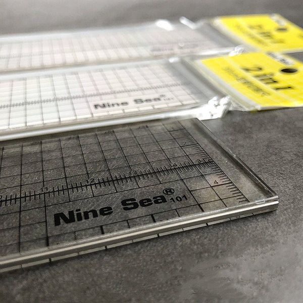 Leather Working Tools Nine Sea Square Ruler Gauge with Metal Cutting Edge - LeatherMob