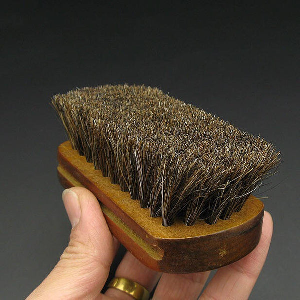 Leather Working Tools Mini Size Brush Wooden Polish Maintain Cleaning, Horsehair - LeatherMob