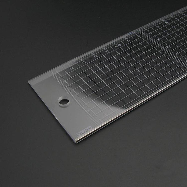 Japan Kyoshin Elle Plastic Square Ruler Gauge with Metal Cutting Edge Leather Crafting Sewing
