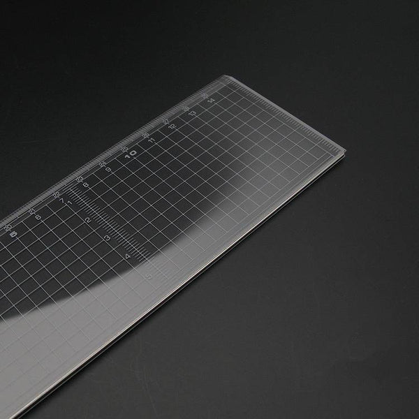 Japan Kyoshin Elle Plastic Square Ruler Gauge with Metal Cutting Edge Leather Crafting Sewing
