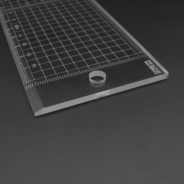 Japan Kyoshin Elle Plastic Square Ruler Gauge with Metal Cutting Edge Leather Crafting Sewing