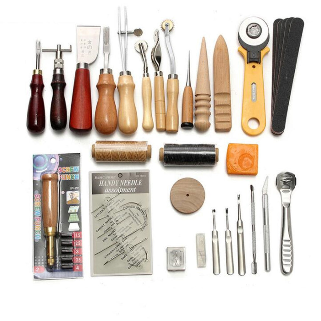 37pieces Leather Craft Set Kit, For Beginner – LeatherMob