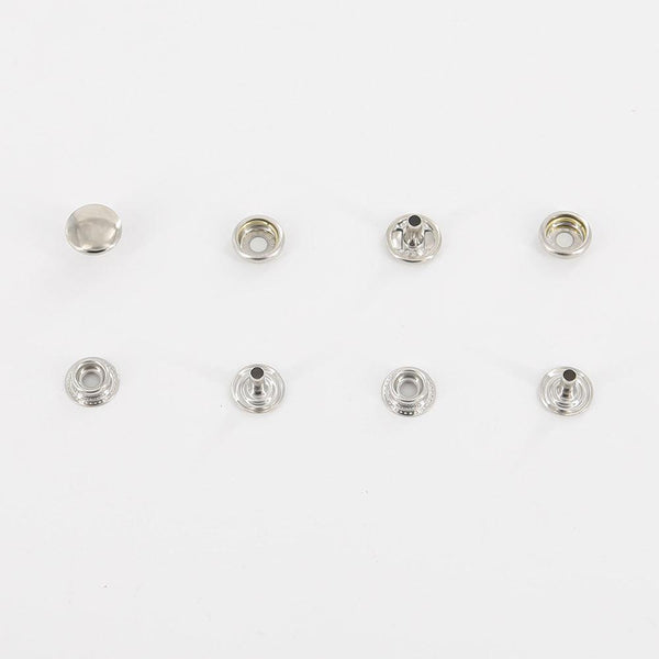 15mm x 10mm Line Snaps Silver Finish Head Diameter Ring Rivet Studs