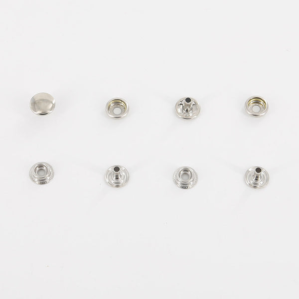 Leather Working Tools 15mm x 10mm Line Snaps Silver Finish Head Diameter Ring Rivet Studs - LeatherMob