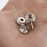 Leather Working Tools 15mm x 10mm Line Snaps Silver Finish Head Diameter Ring Rivet Studs - LeatherMob